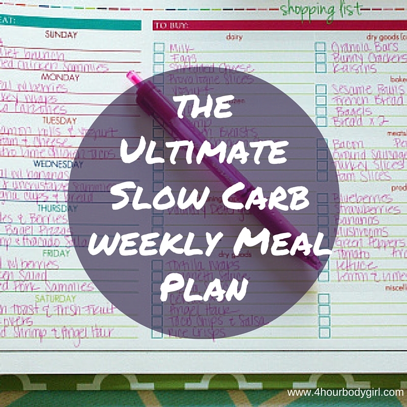 Ultimate Slow Carb Weekly Meal Plan 4 HOUR BODY GIRL