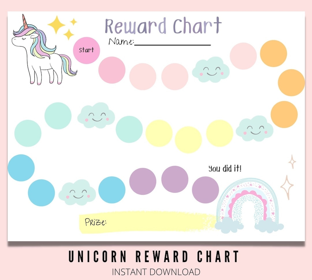 Unicorn Reward Chart For Kids Printable Chore Chart Girls Rainbow Unicorn Sticker Chart Girls Reward Chart Kids Behavior Chart Etsy