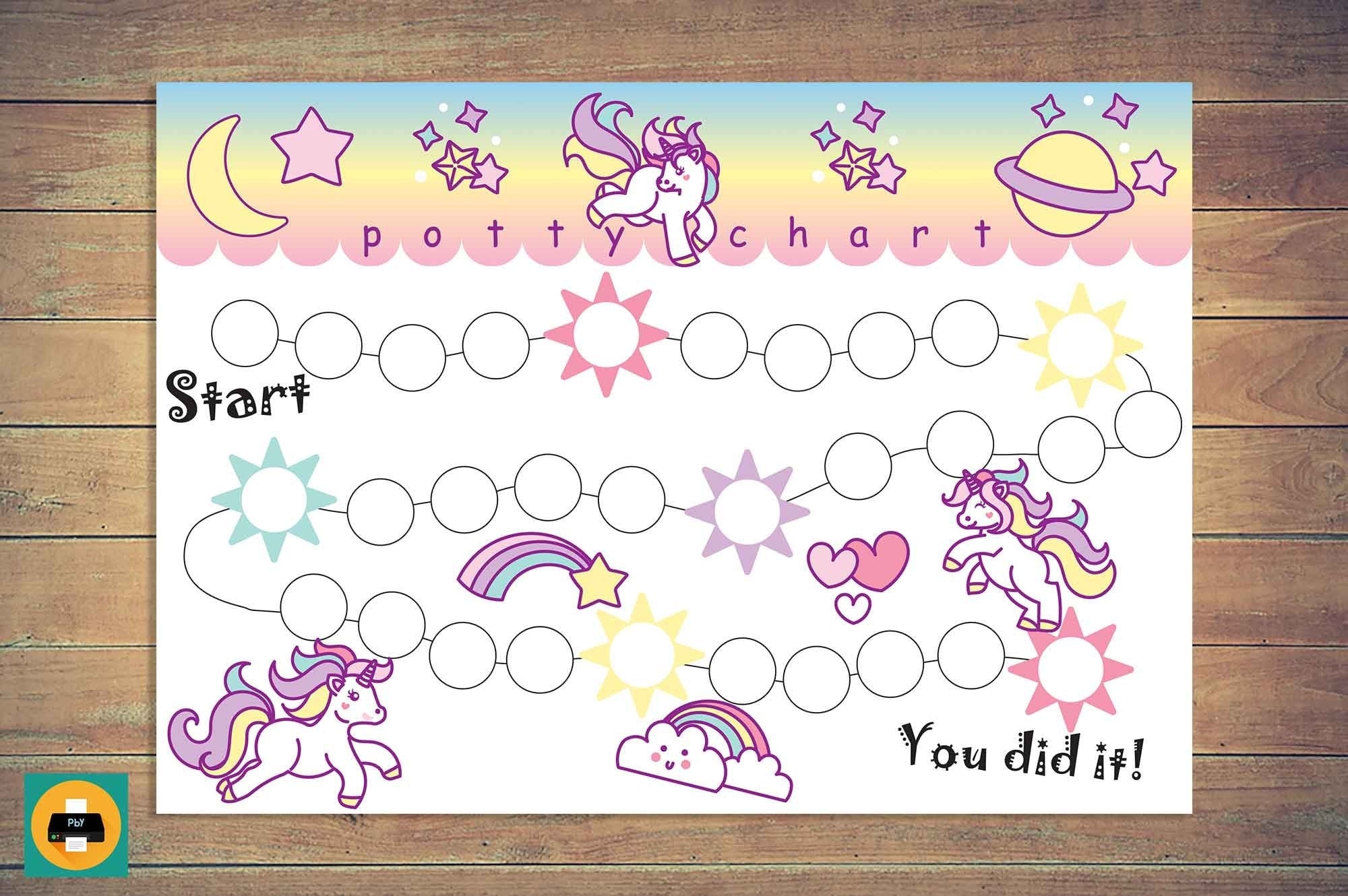 Unicorn Sticker Chart Potty Training Chart Printable Toilet Training Schedule Girls Reward Chart INSTANT DOWNLOAD A4 And Letter Size Etsy