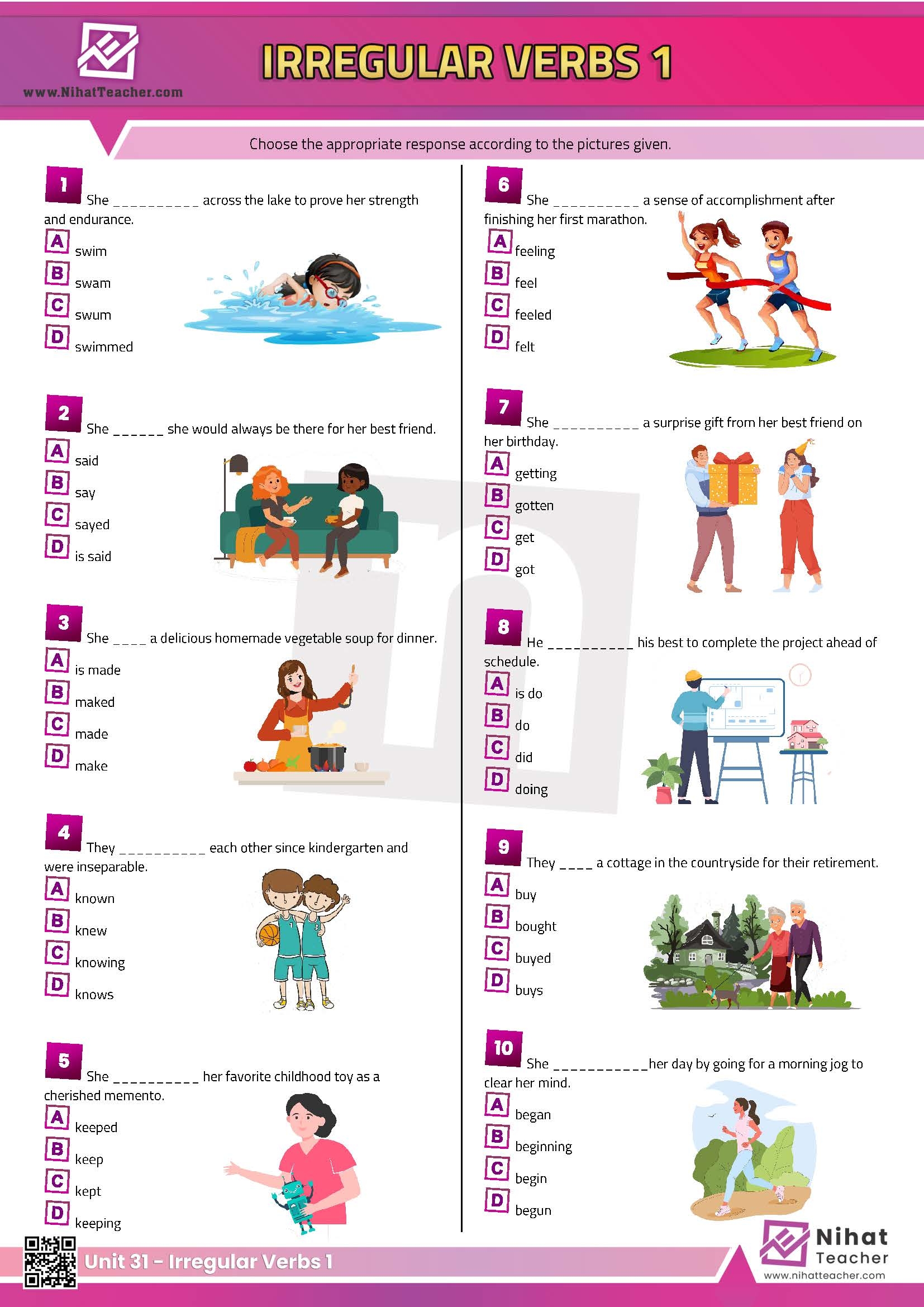 Free Printable Irregular Verb Worksheets