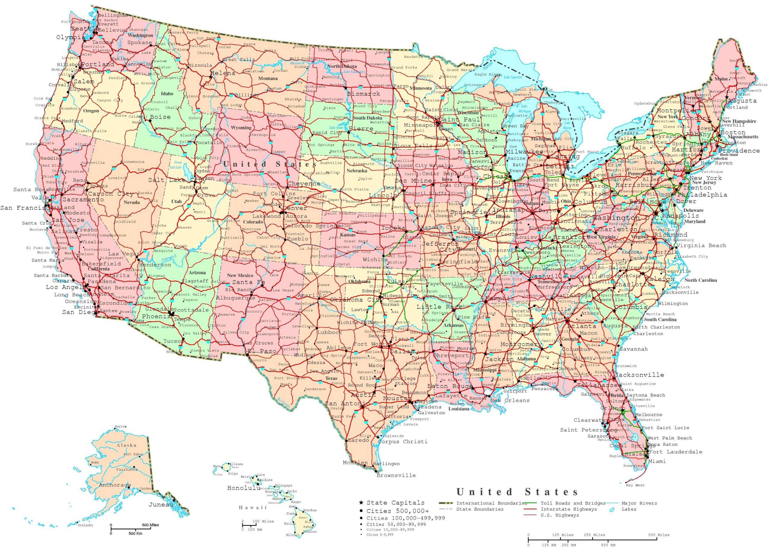 Map Of United States Printable