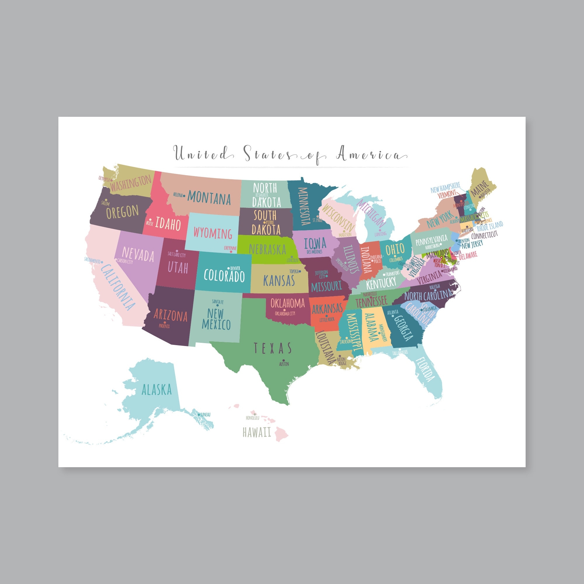 Printable Map Of Usa With Capitals