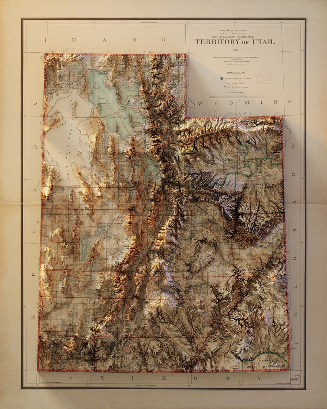 Utah Topography Etsy