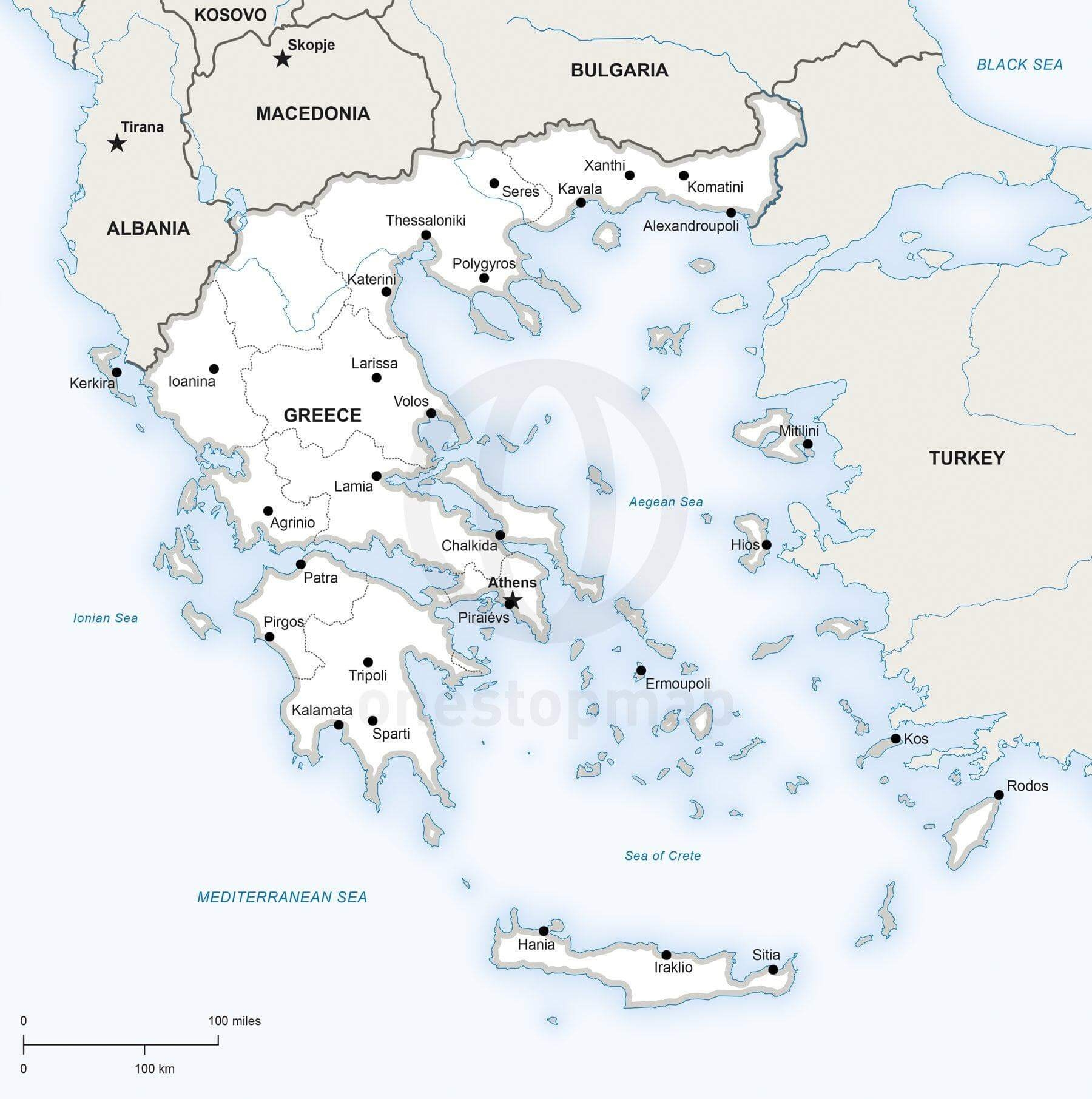 Vector Map Of Greece Political One Stop Map