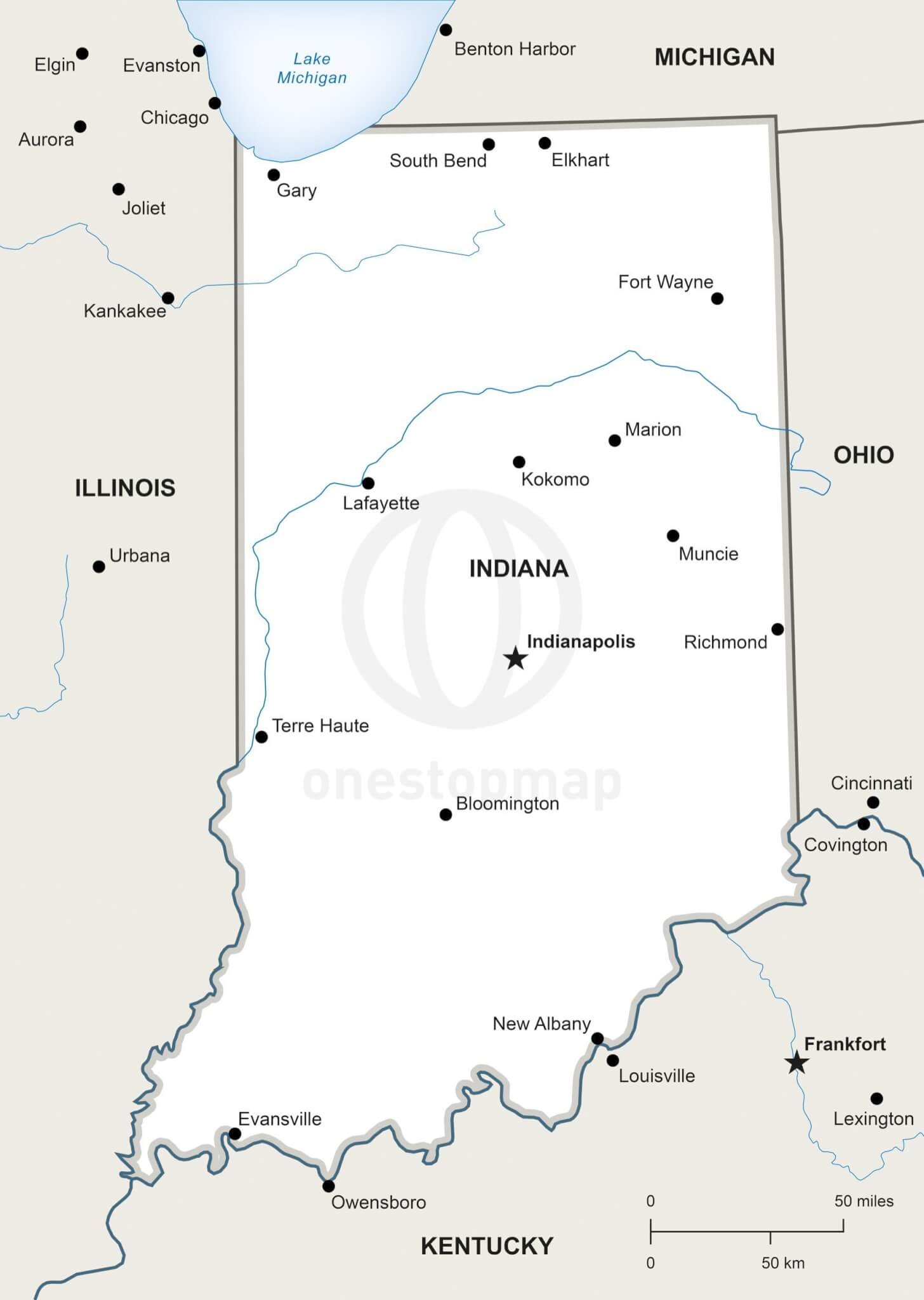 Printable Map Of Indiana With Cities