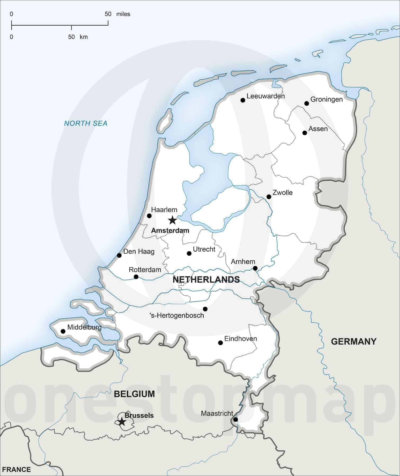 Vector Map Of Netherlands Political One Stop Map Vector Map Of Netherlands Political One Stop Map