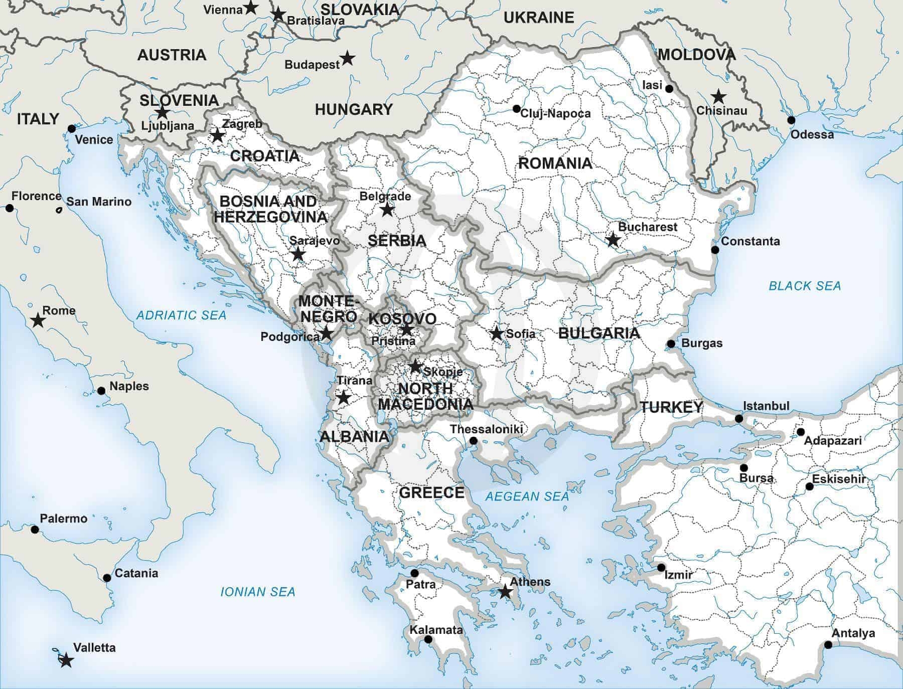 Vector Map Of The Balkans Political One Stop Map