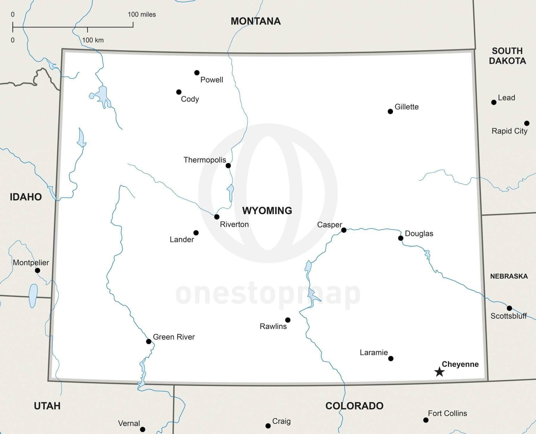 Vector Map Of Wyoming Political One Stop Map
