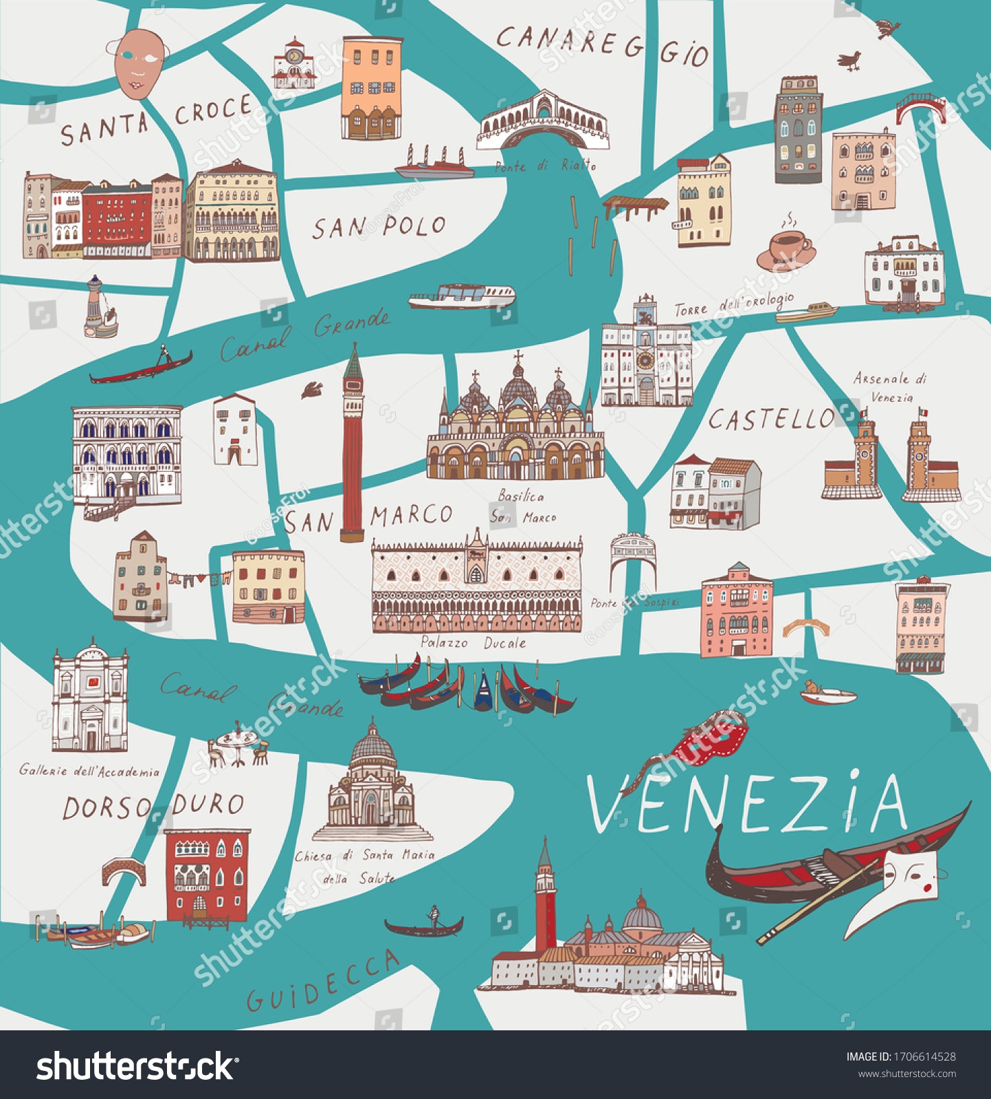 Venice Venezia Italy City Map Hand Stock Vector Royalty Free 1706614528 Shutterstock Venice Venezia Italy City Map Hand Stock Vector Royalty Free 1706614528 Shutterstock
