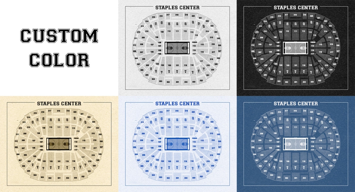 Vintage Staples Center Seating Chart Print Photo Matte Or Canvas Etsy