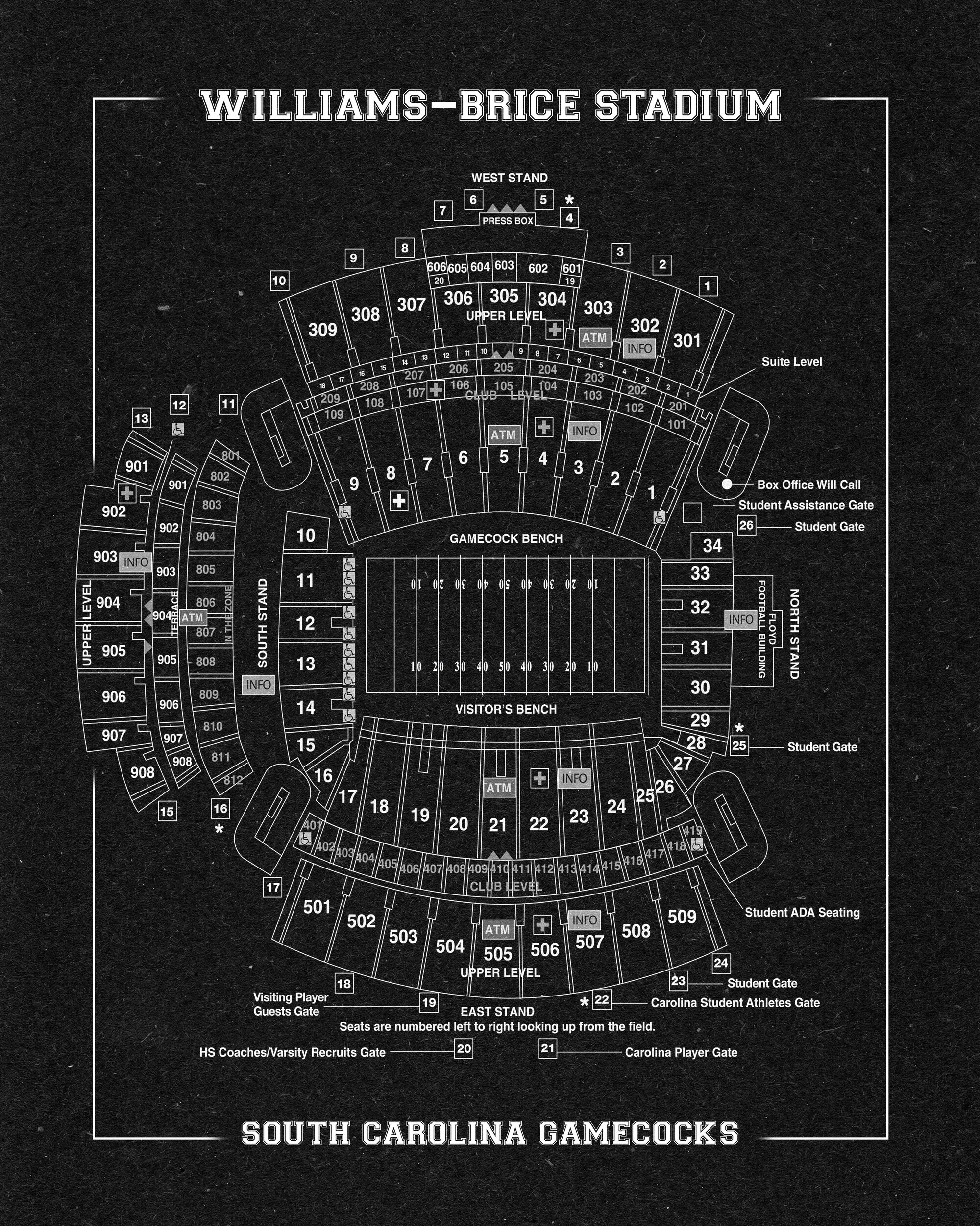 Williams Brice Stadium Seating Chart Printable