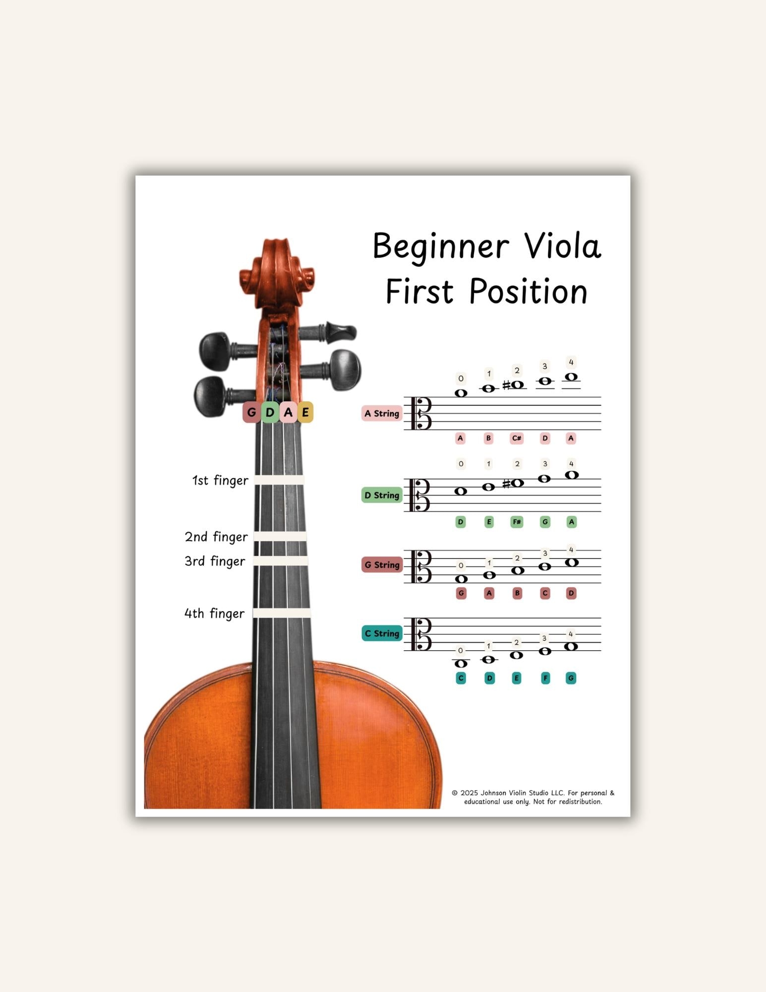 Viola Finger Chart Etsy