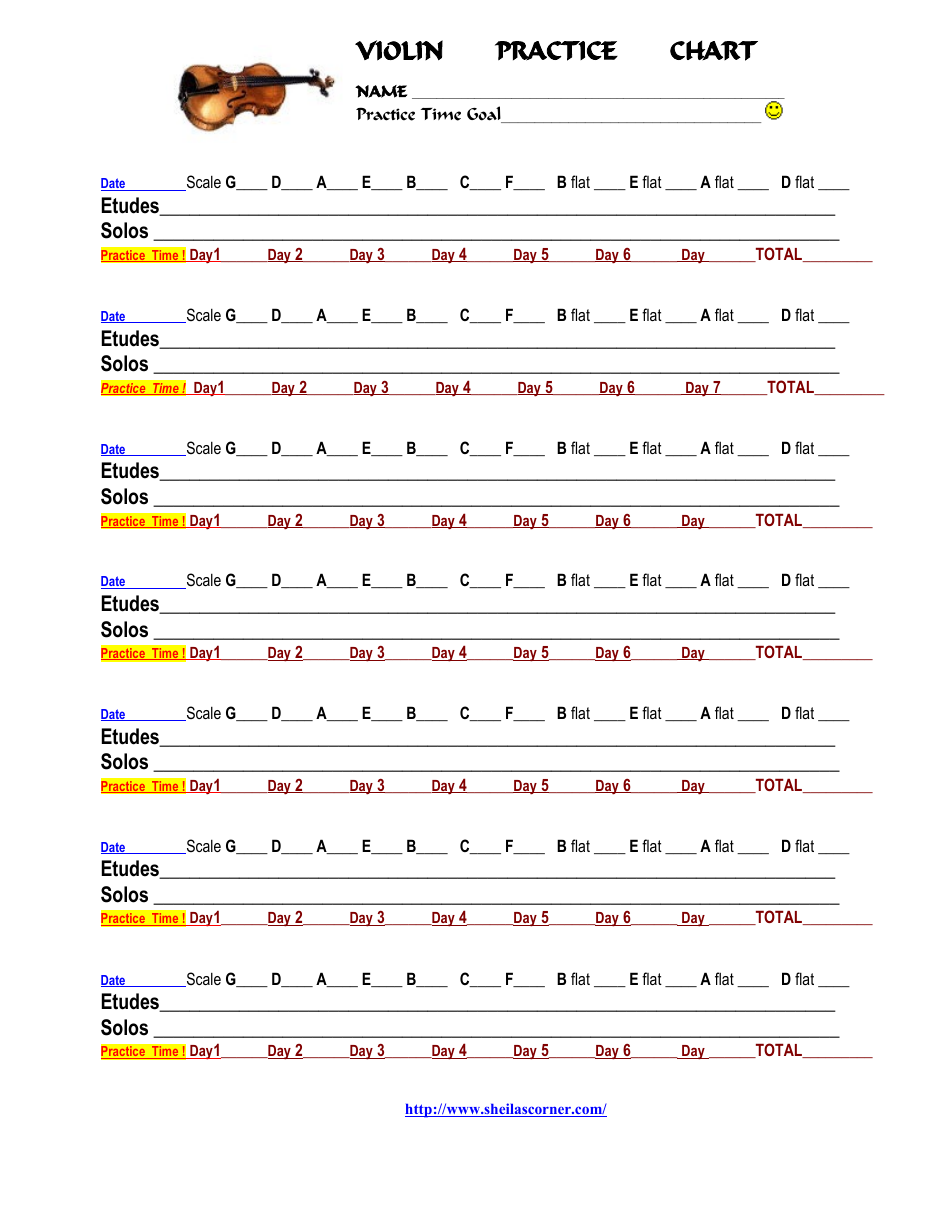 Violin Practice Chart Download Printable PDF Templateroller