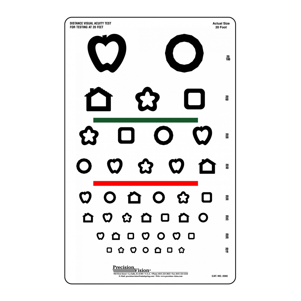 Vision Products Sloan Eye Chart 13ft LogMAR Visual Acuity Test With Red Green Color Bars Snellen Eye Chart 10 Ft