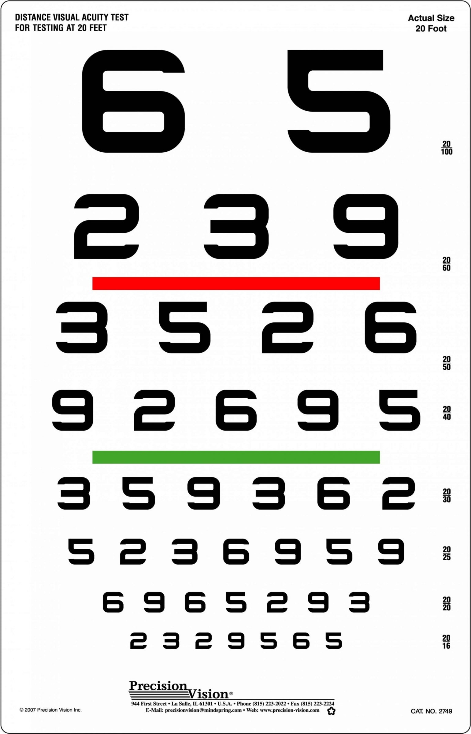 Visual Acuity Test 10 Feet 10 Foot Snellen Chart Printable Eye