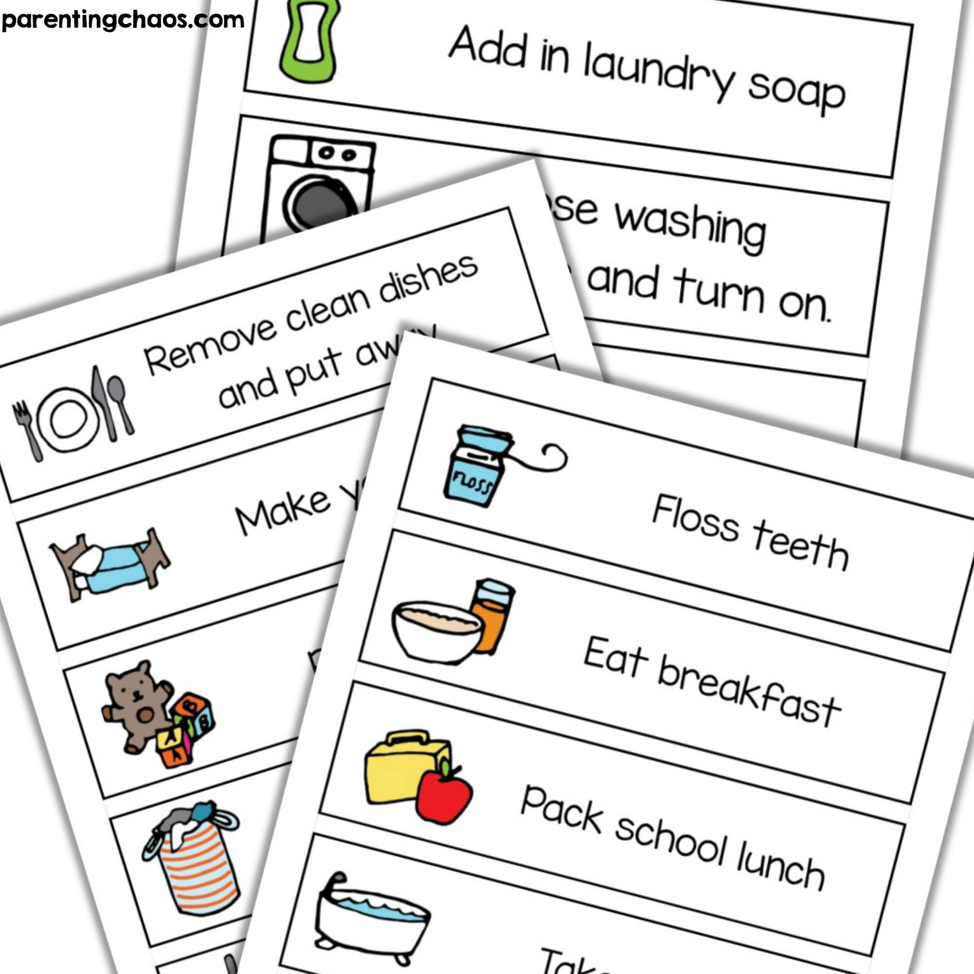 Visual Task Chore Cards Printable Parenting Chaos