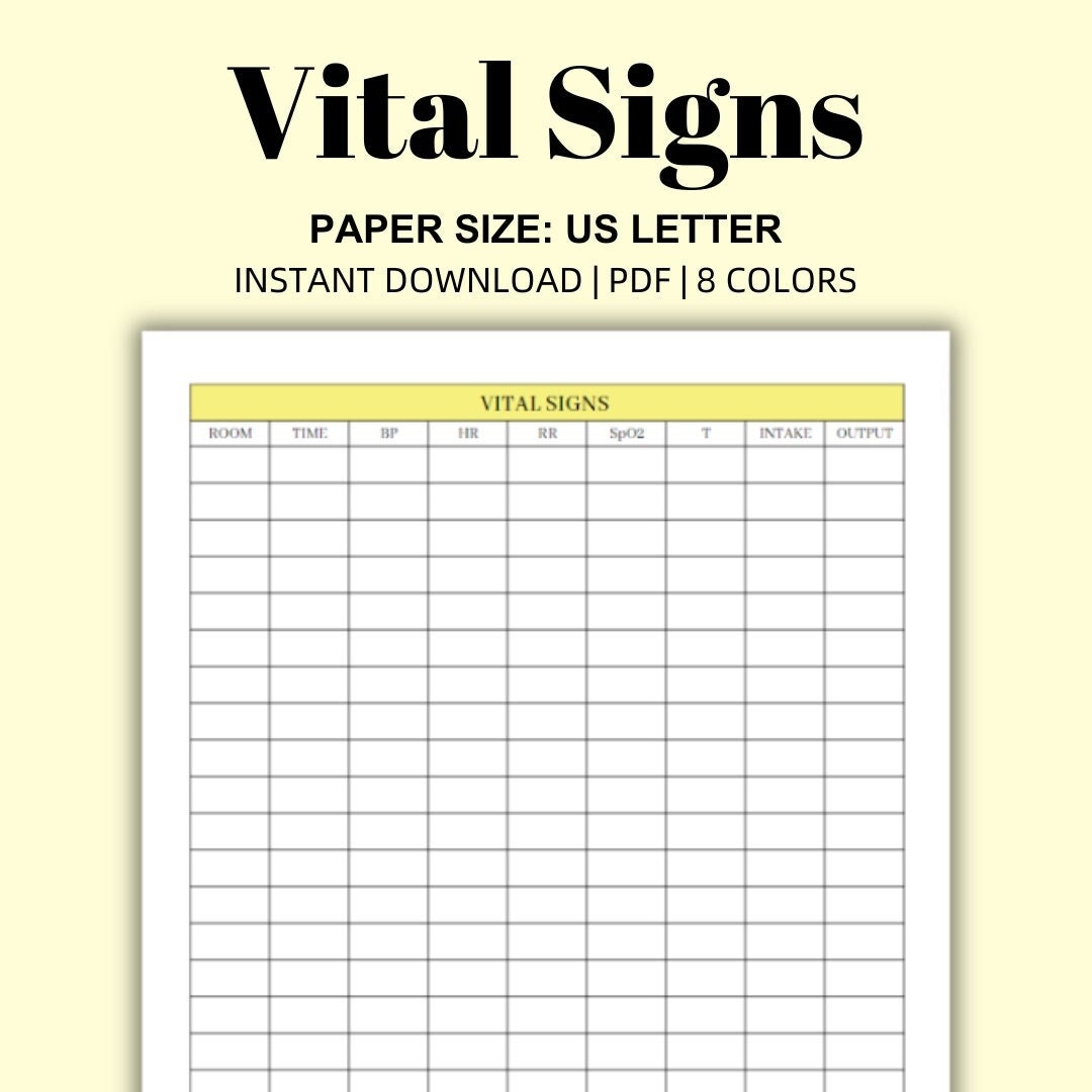Printable Blank Vital Signs Chart