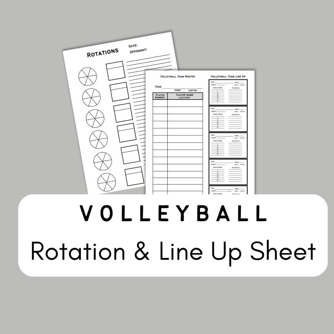 Volleyball Line Up Sheet Volleyball Rotation Sheet Volleyball Game Day Volleyball Line Up Etsy