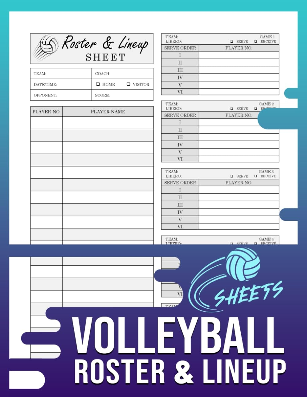 Volleyball Roster And Lineup Sheets Track Your Volleyball Roster And Line up For Game Days Editions Mekkirosterlinevolle Amazon Books