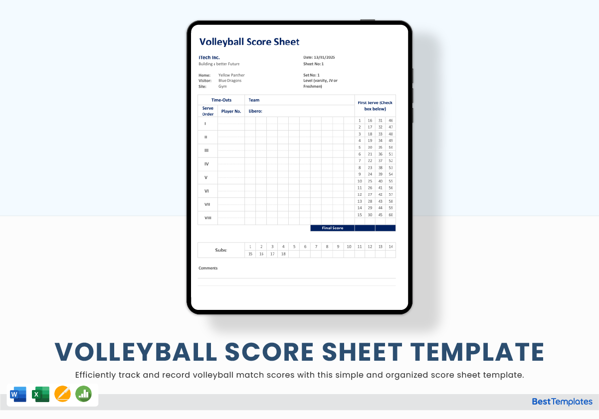 Downloadable Volleyball Score Sheet Printable