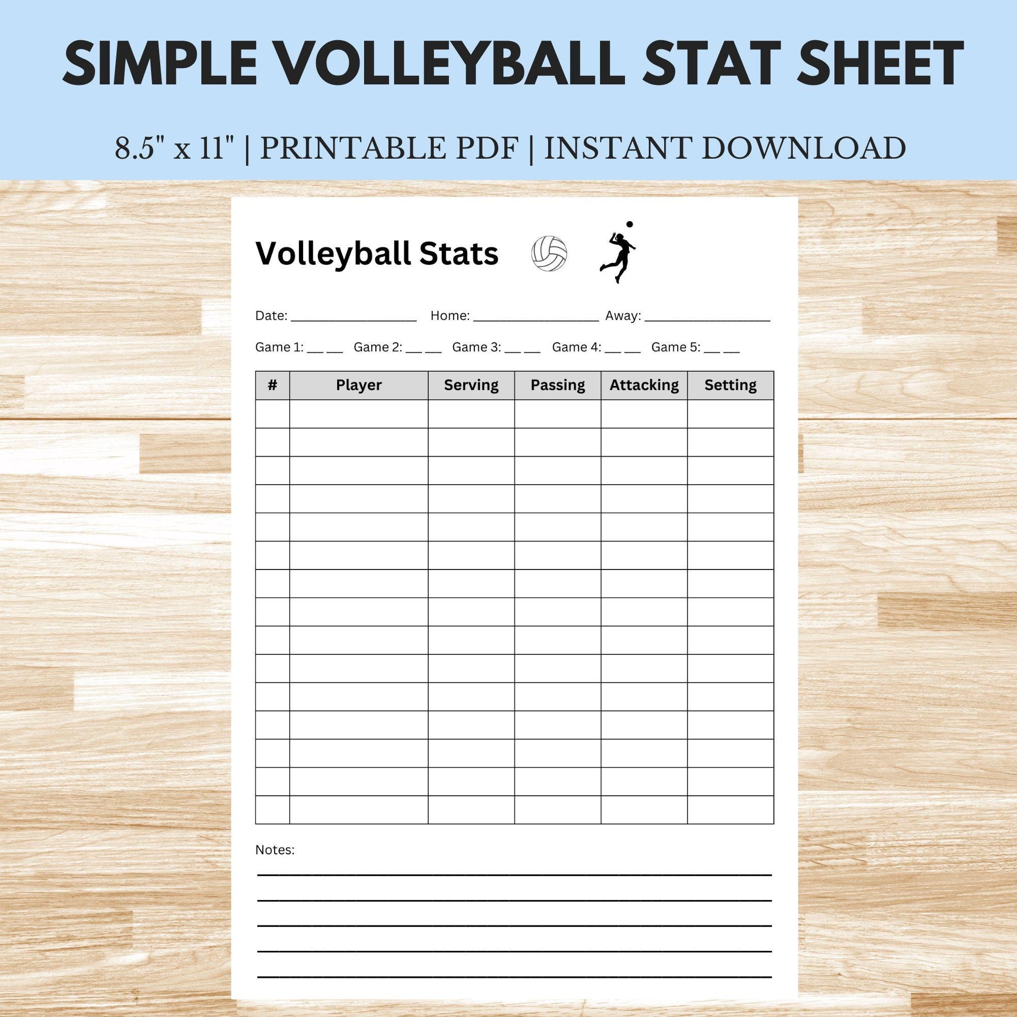 Printable Volleyball Stat Sheet