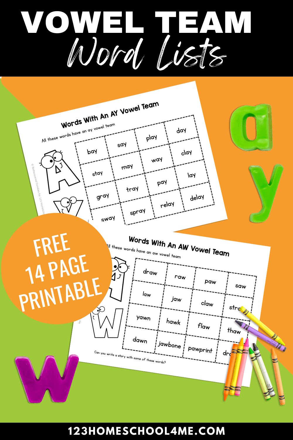 Vowel Team Syllable Word Lists Free Printable 