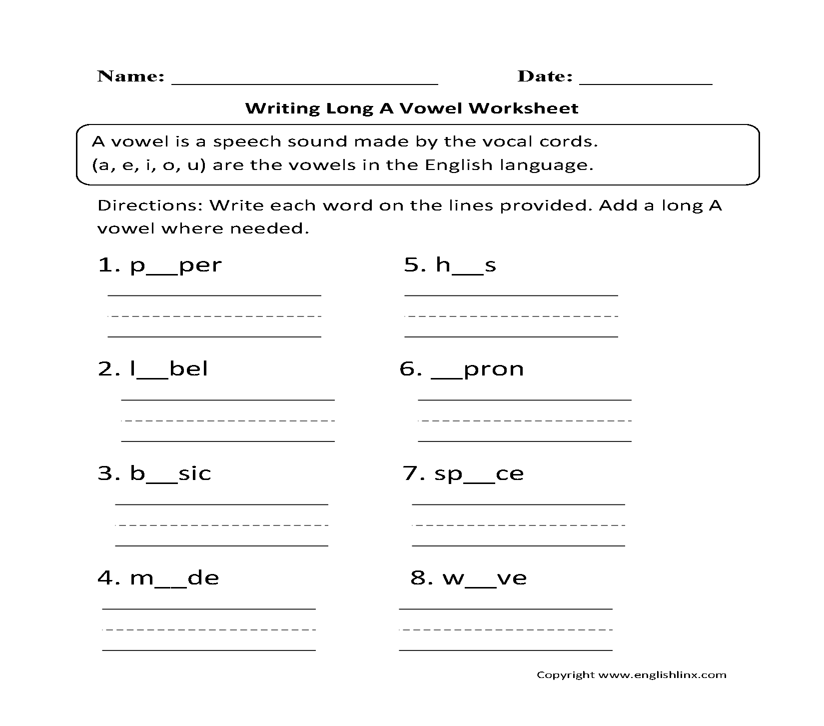 Vowel Worksheets Short And Long Vowel Worksheets