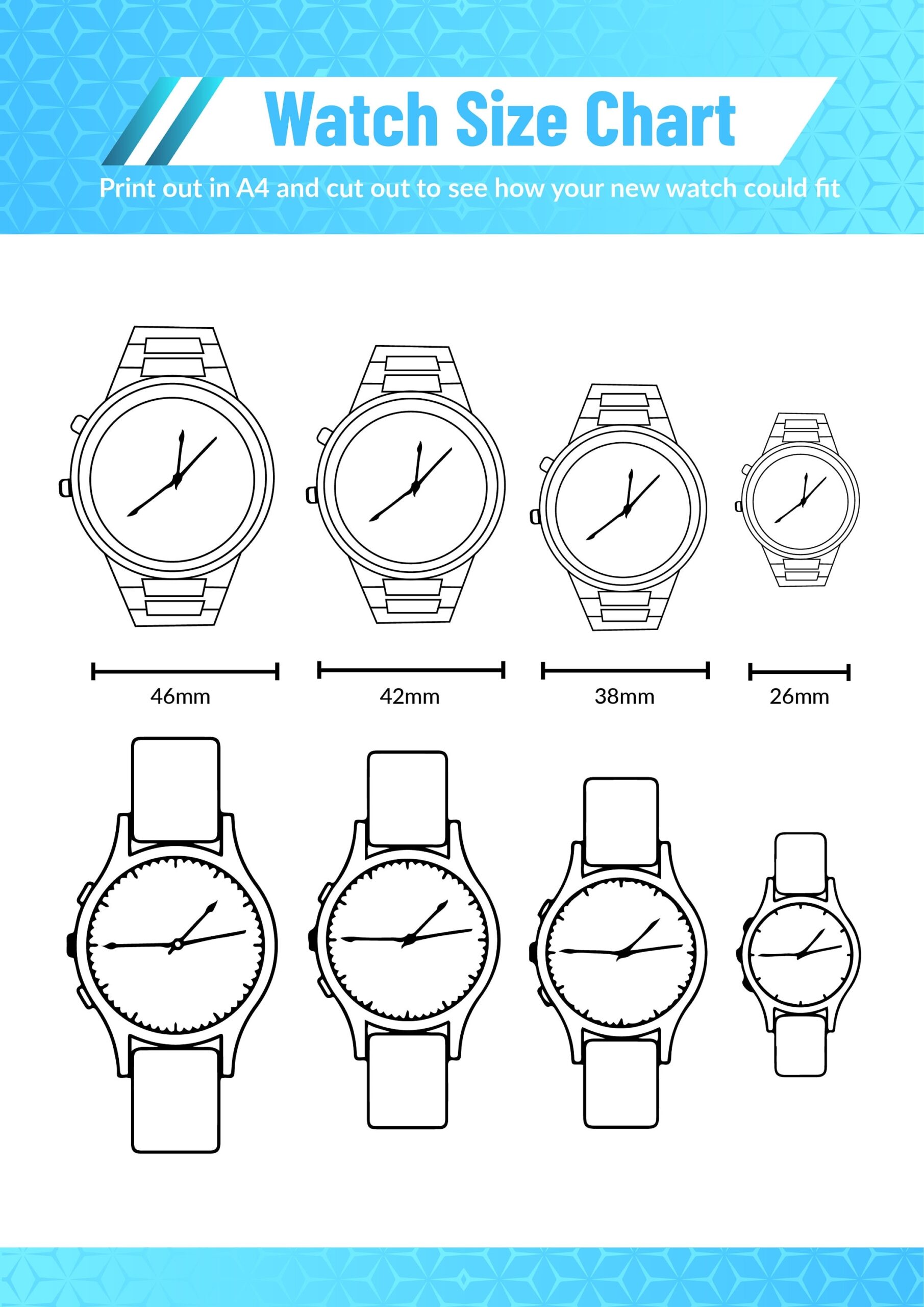 Watch Size Chart Printable