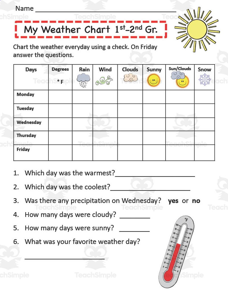 Weather Chart Printable By Teach Simple