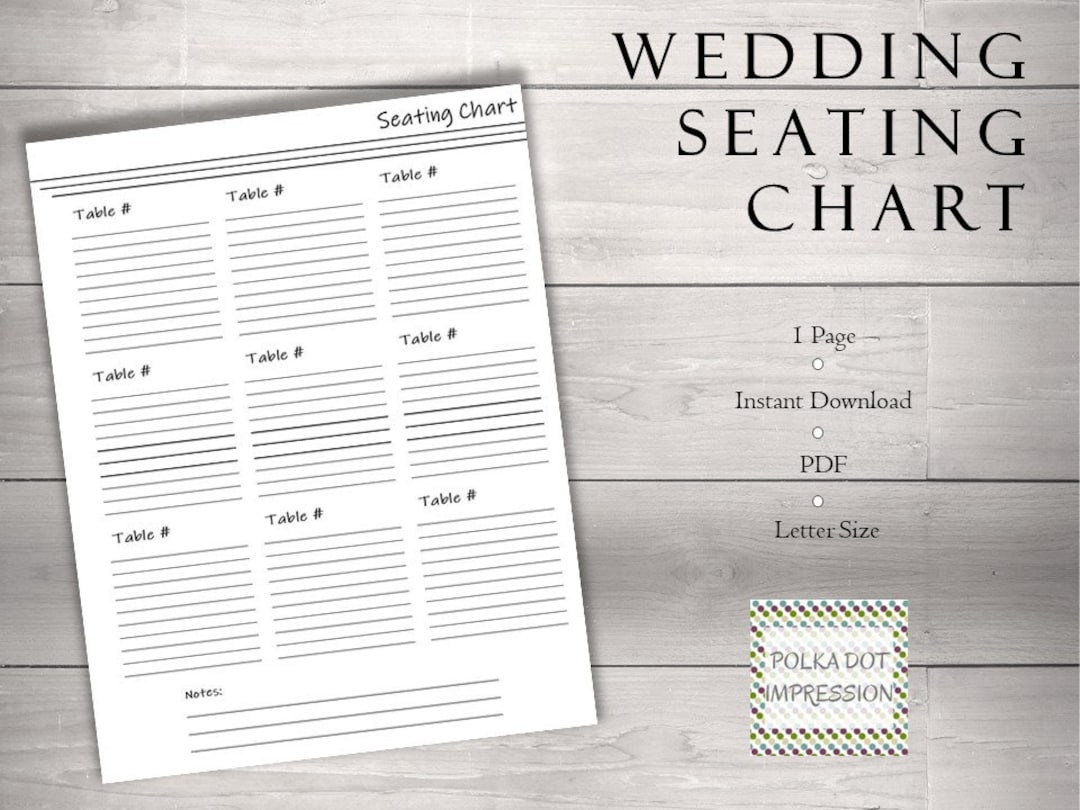 Wedding Seating Chart Printable Seating Chart Seating Arrangement Guest Management Minimalist Wedding Template PDI SKU P00071 Etsy