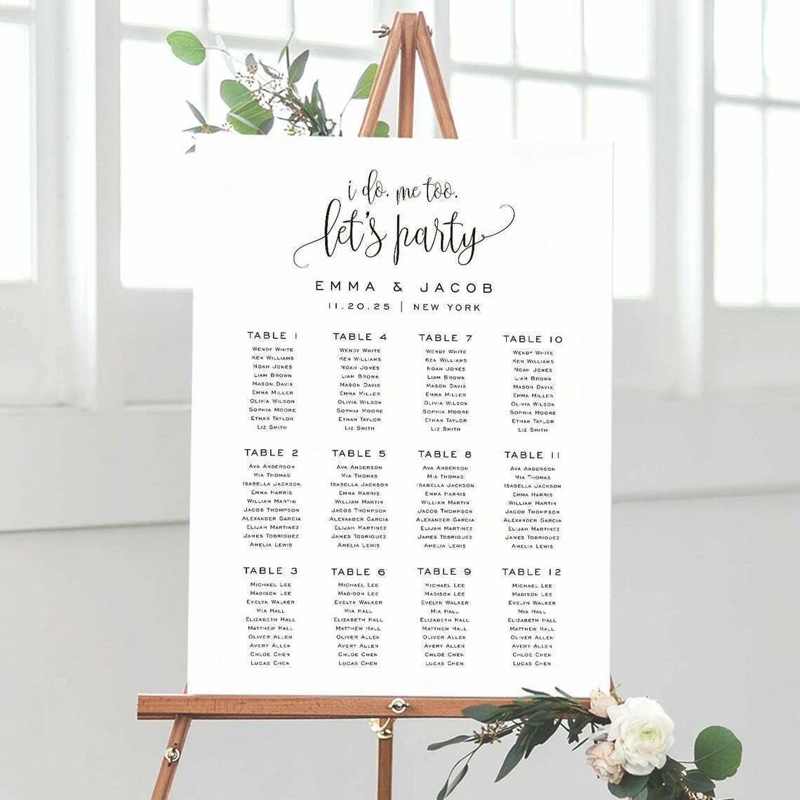 Wedding Seating Chart Template Seating Chart Printable Seating Board EBay