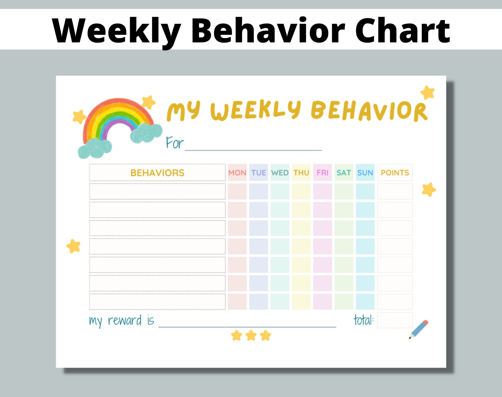 Weekly Rewards Chart Printable