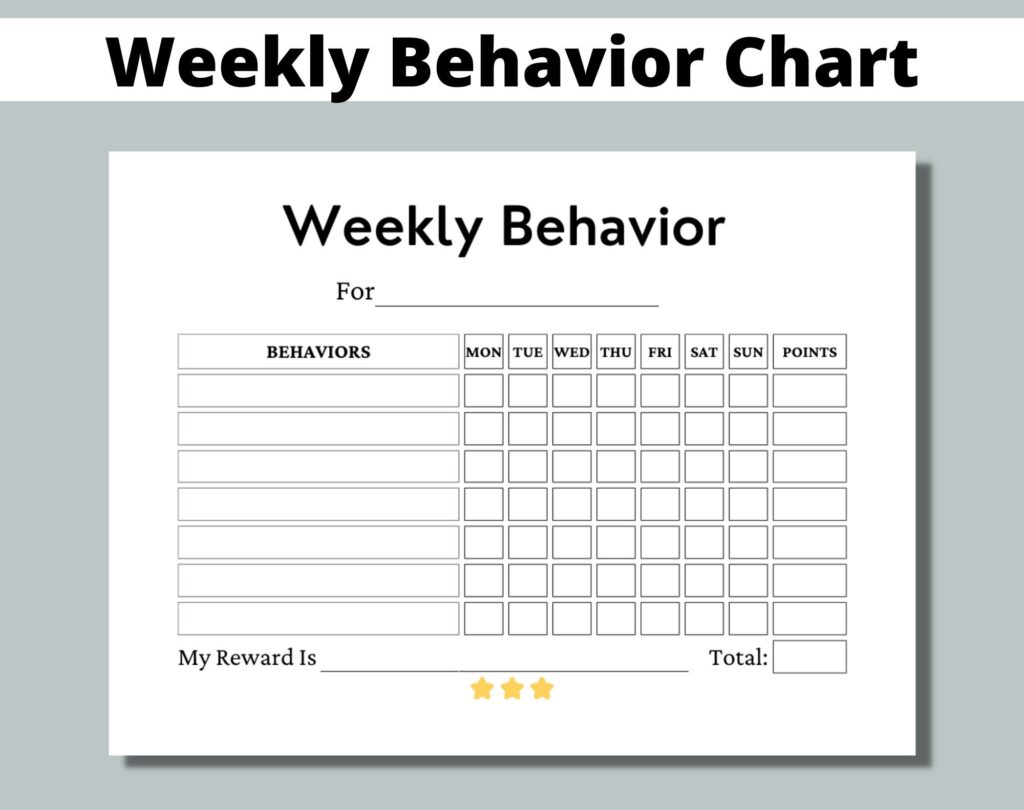 Weekly Behavior Chart Free Printable - Template Free Printable