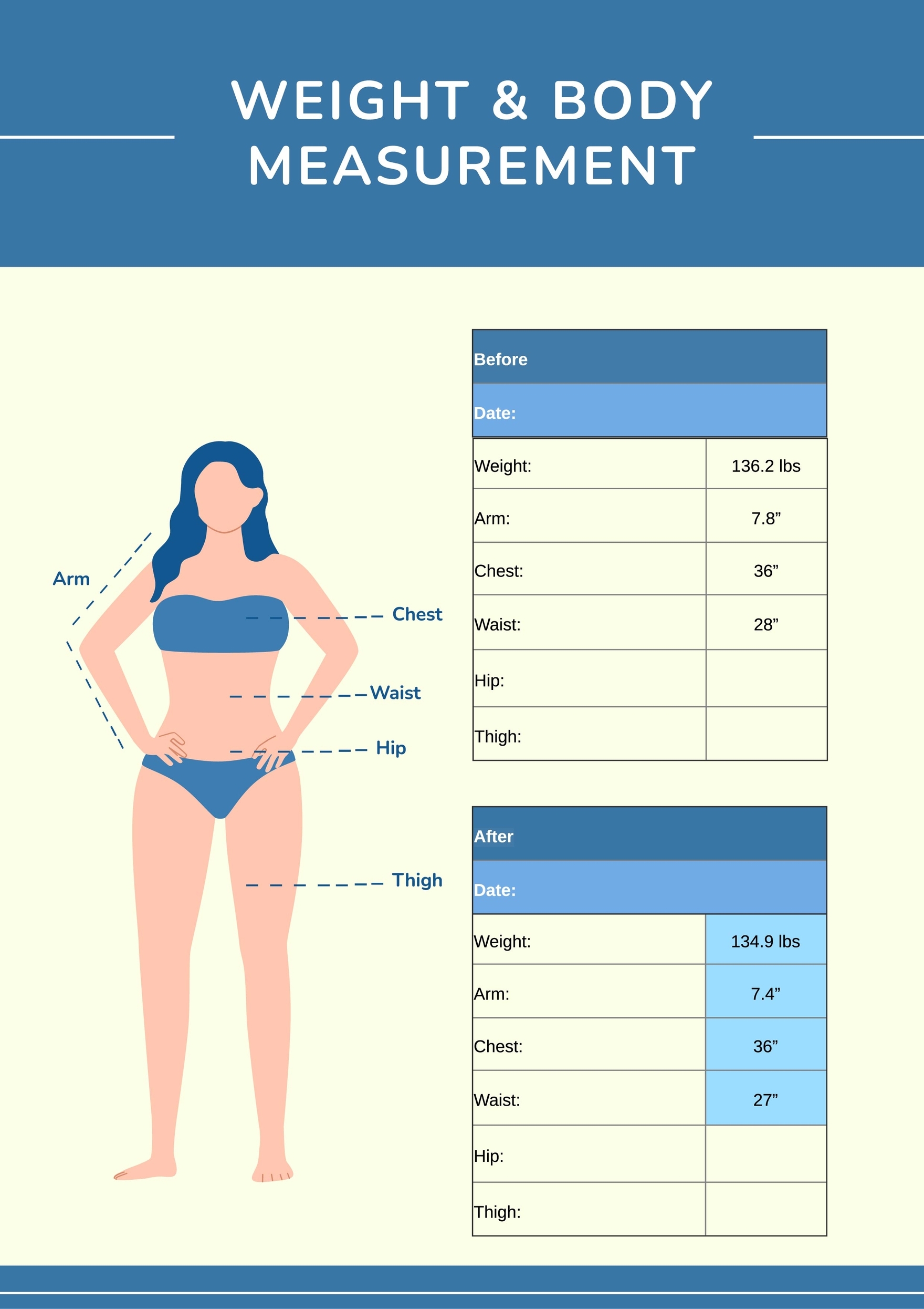 Weight Body Measurement Chart In Illustrator PDF Download Template 