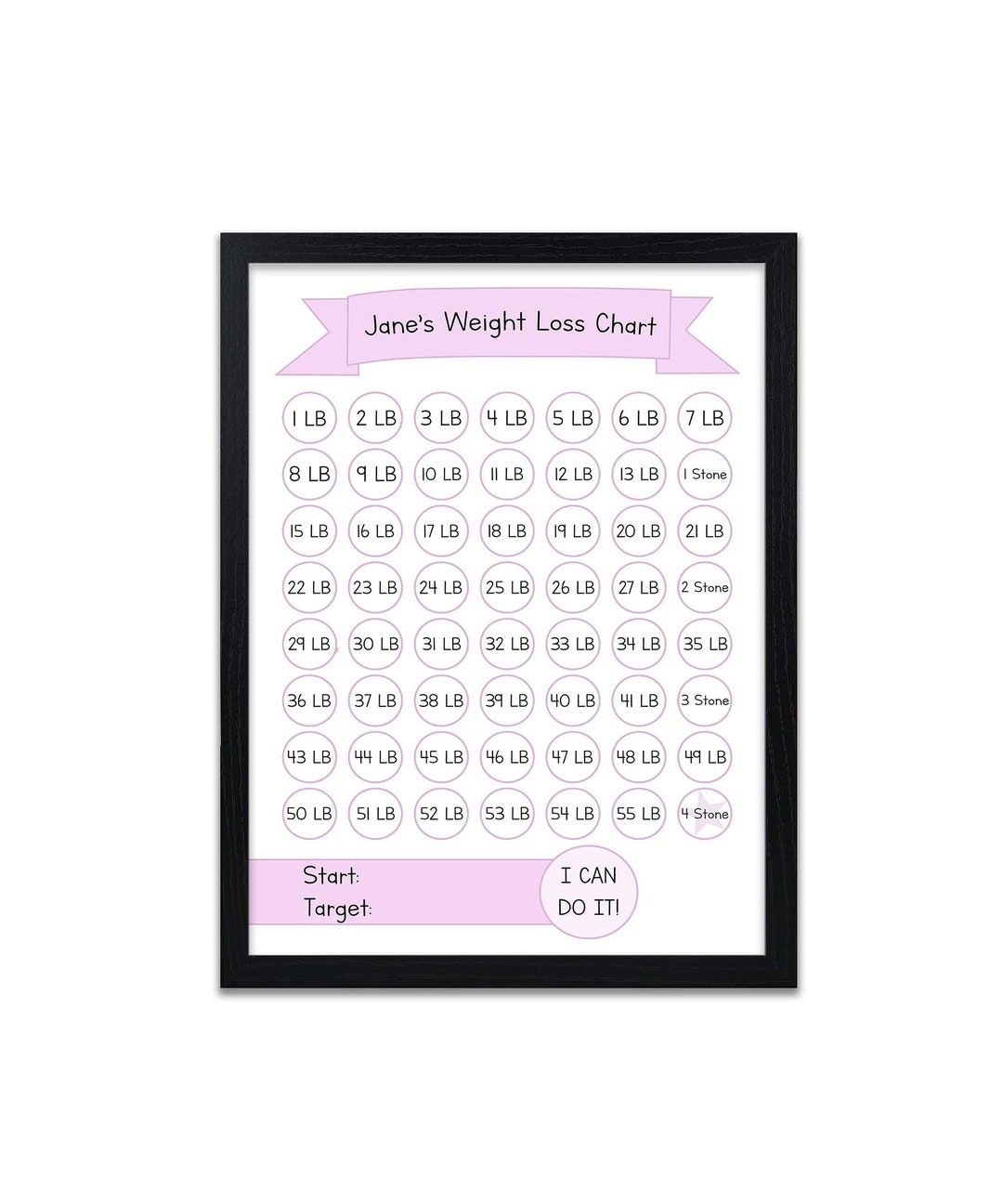 Weight Loss Chart Print Digital Download Etsy