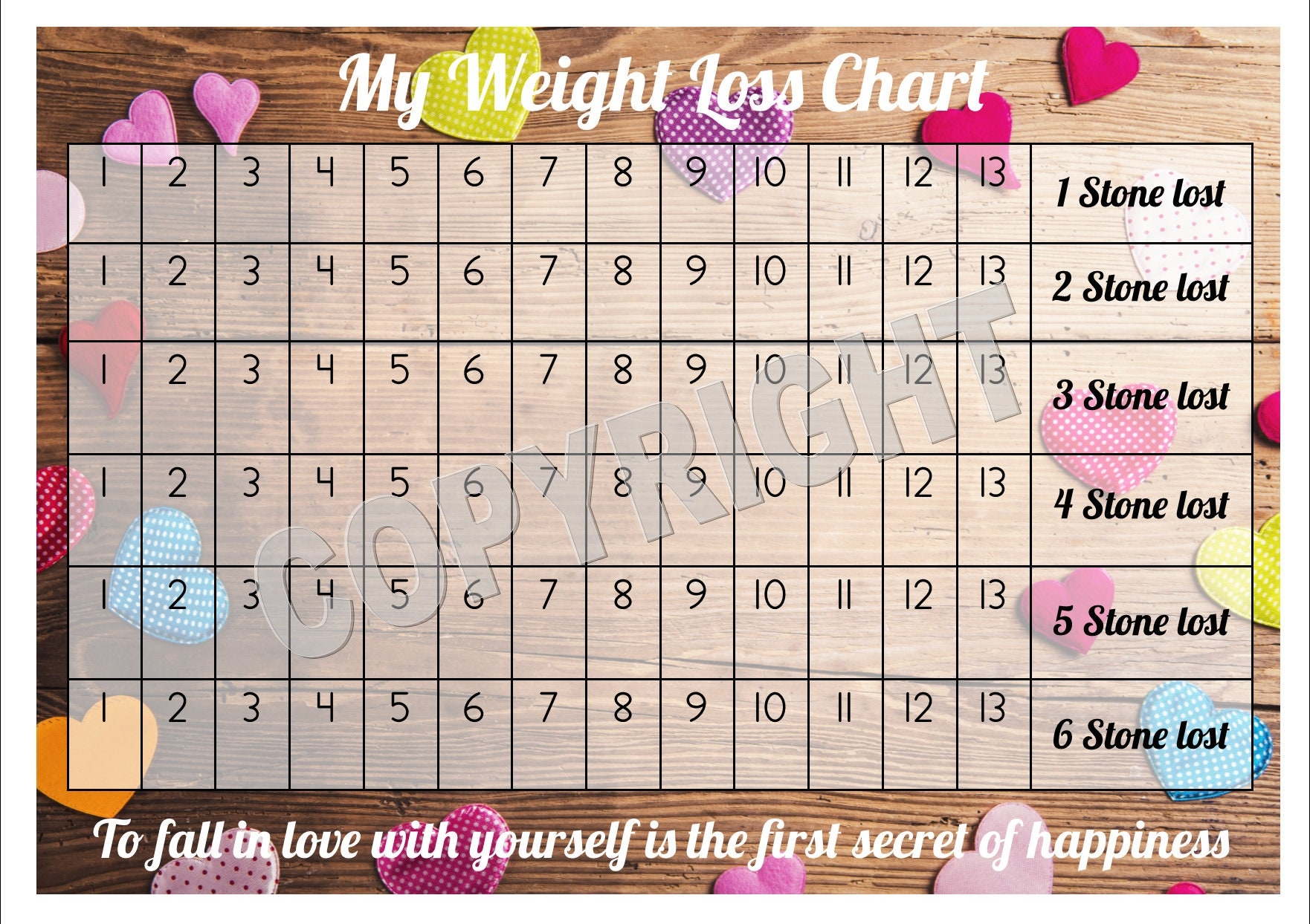 Weight Loss Chart Tracker 6 Stone Comes With Star Stickers Weight Loss Motivation A4 Laminated 300gsm Card Etsy