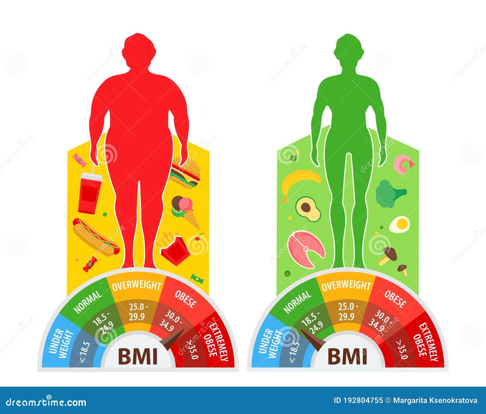 Weight Loss Concept Body Mass Index BMI Before And After Diet And Fitness Body With Different Weight Stock Vector Illustration Of Mass Infographic 192804755