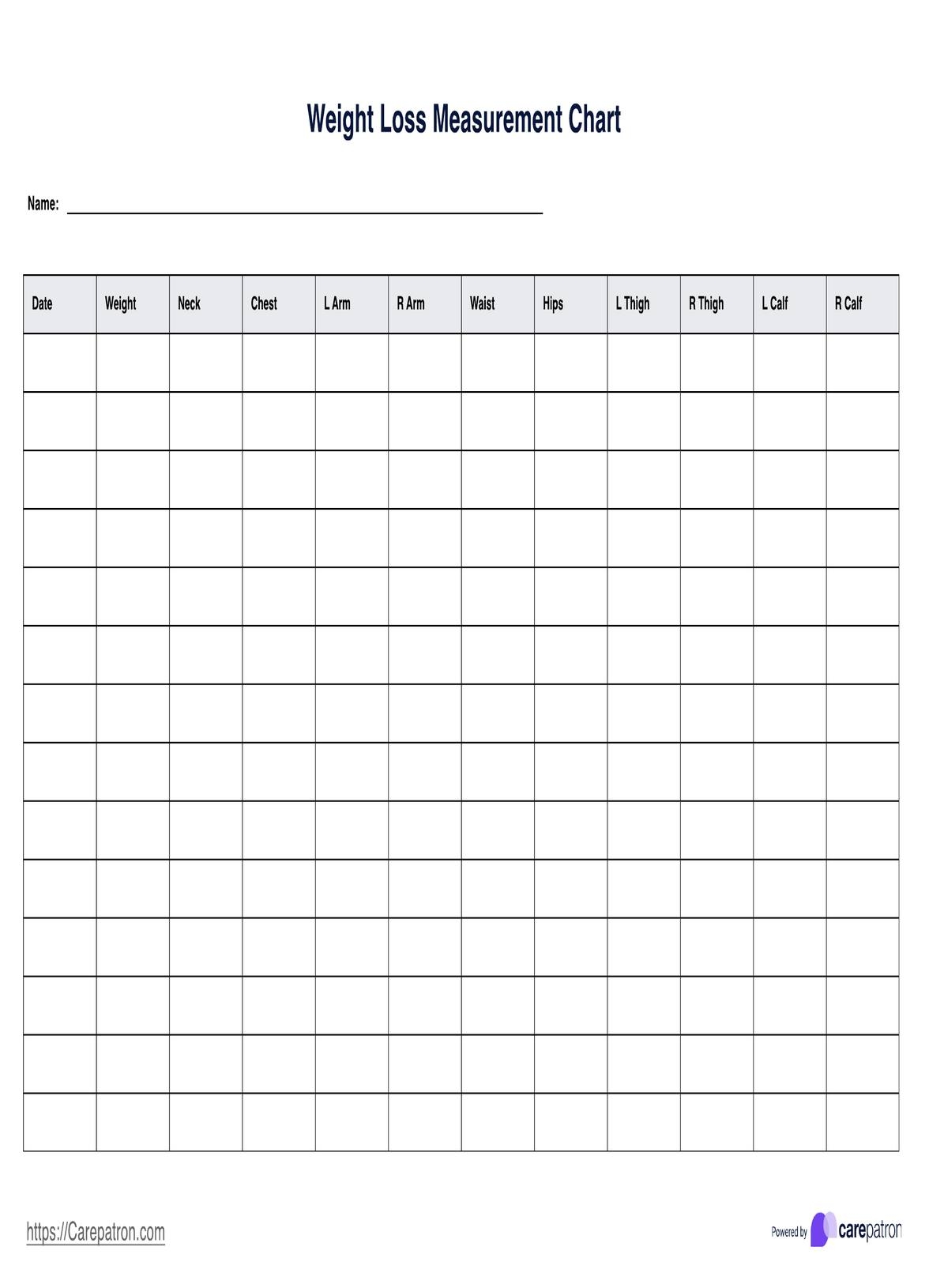 Printable Weight Loss And Measurement Chart