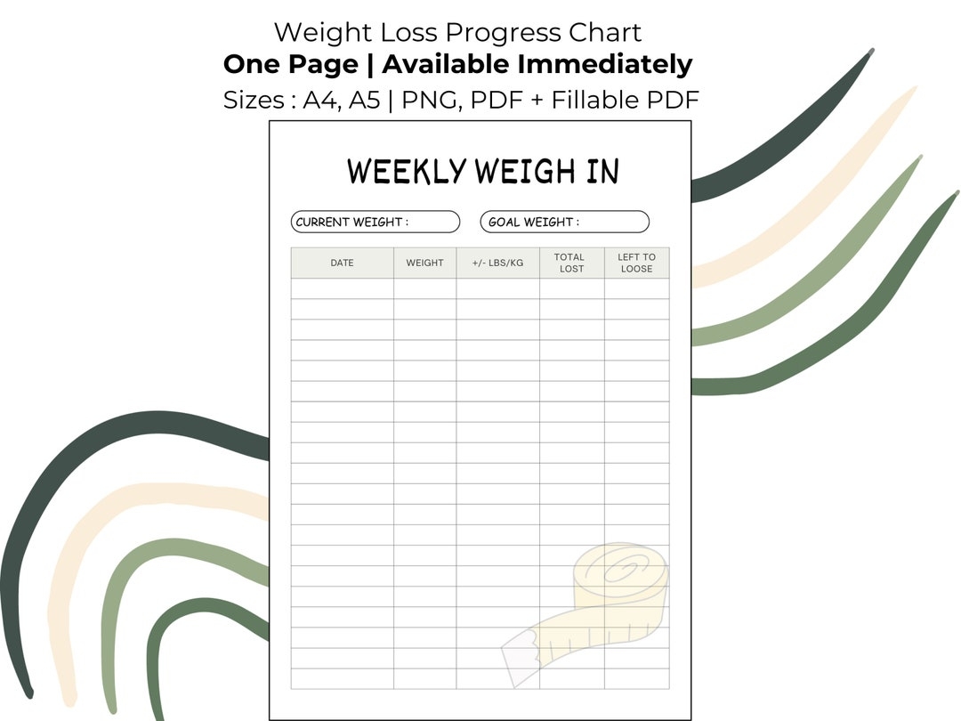 Weight Loss Progress Chart Printable Weight Loss Tracker Slimming World Friendly Available For Immediate Download Etsy