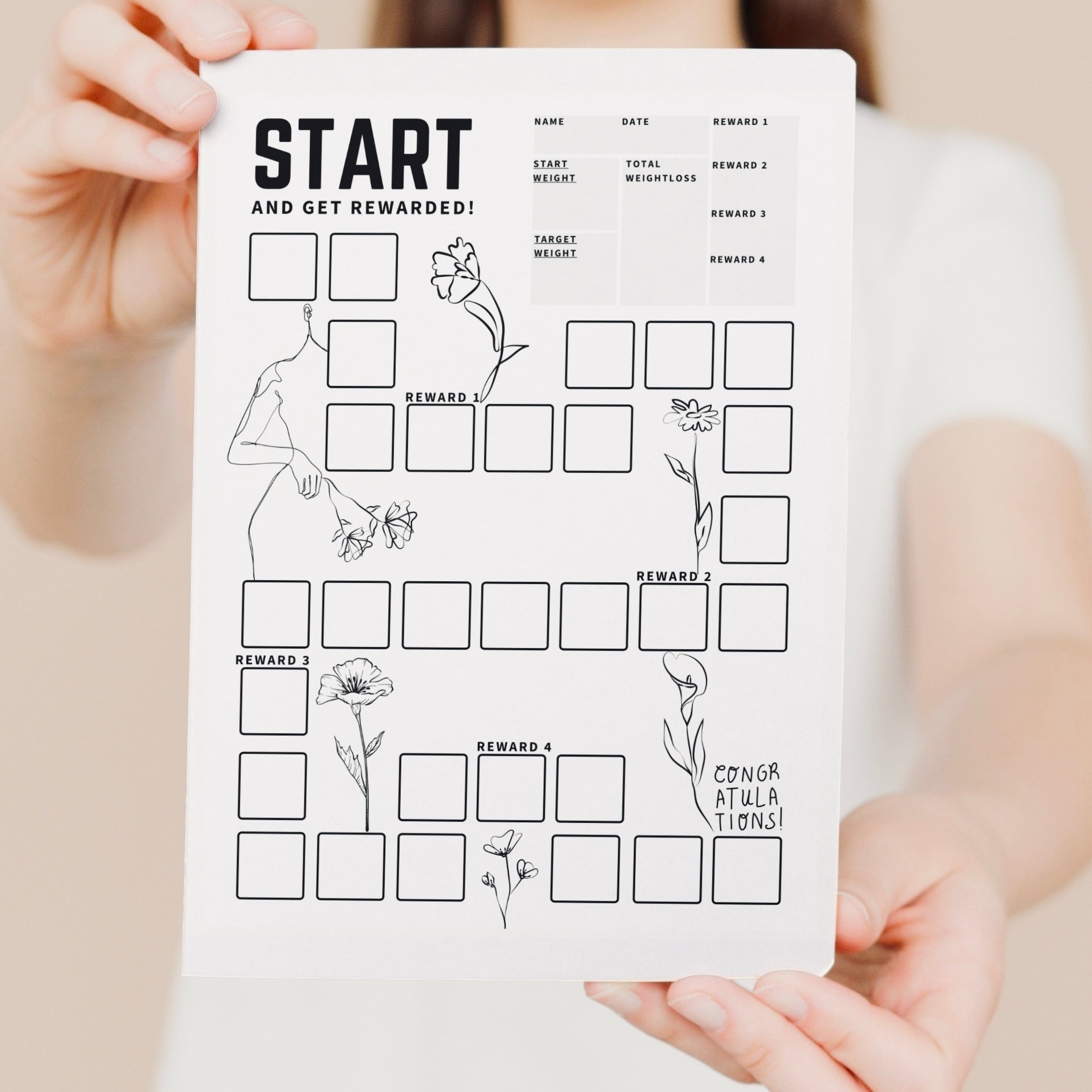 Weight Loss Printable Reason Reward Chart