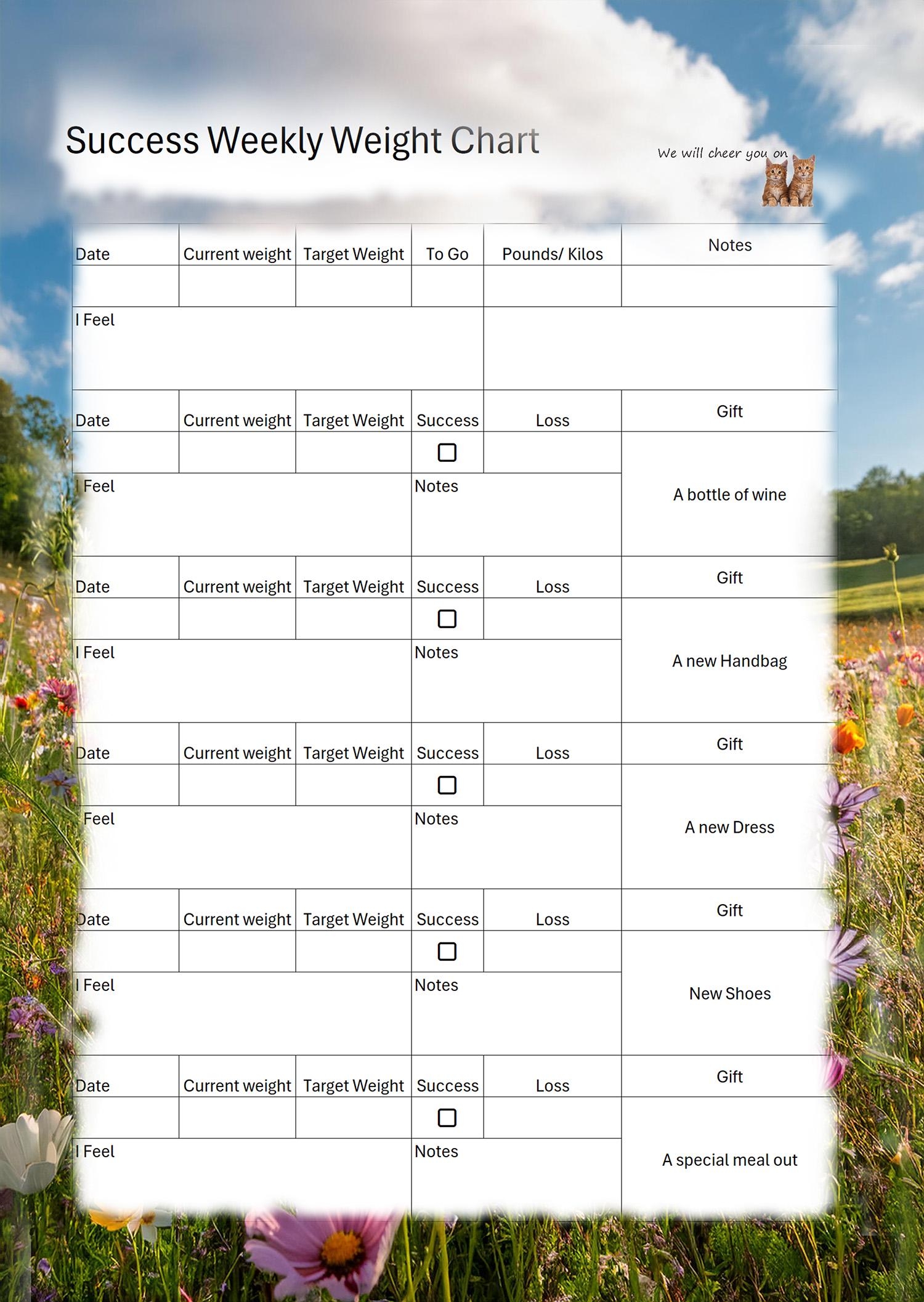 6 Week Weight Loss Challenge Chart