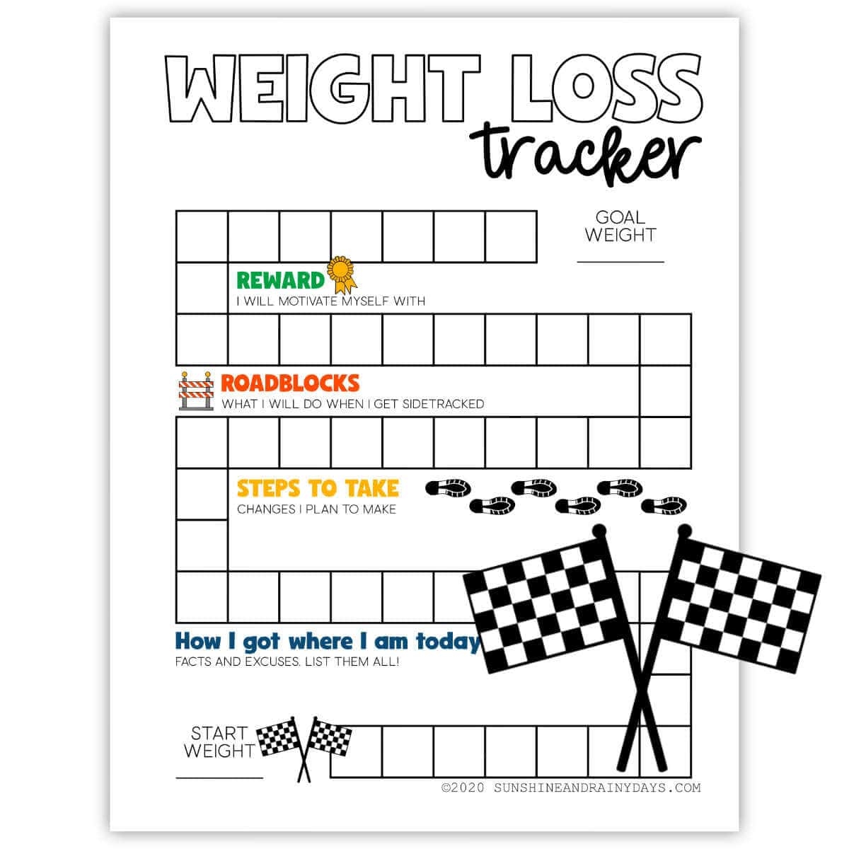 Weight Loss Tracker Printable Sunshine And Rainy Days