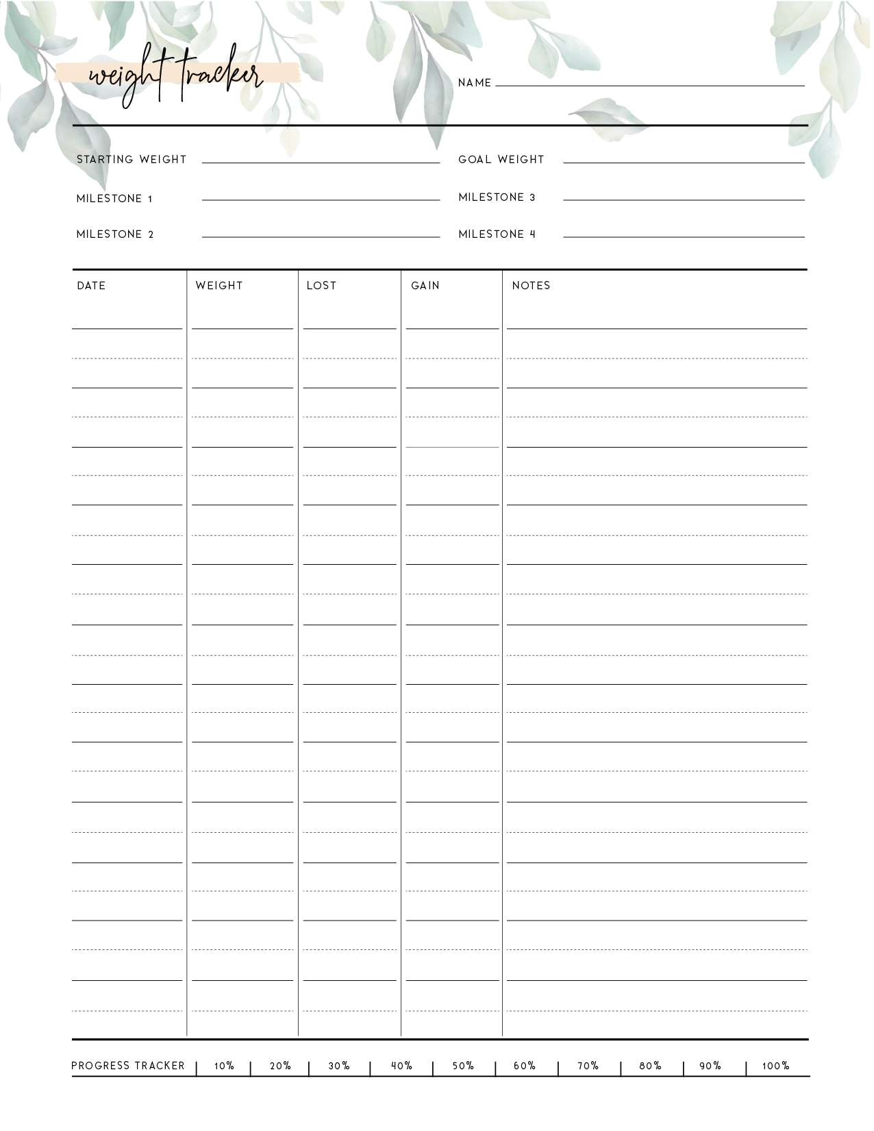 Free Printable Diy Weight Loss Journal