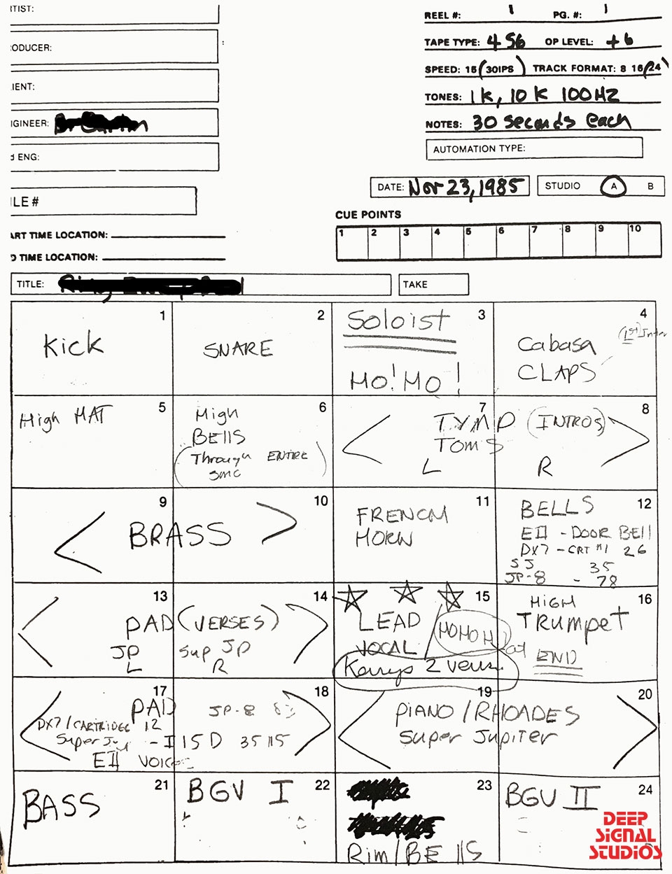 What Is A Track Sheet Deep Signal Studios