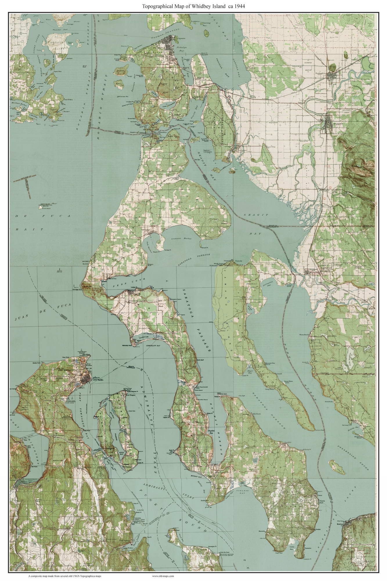 Whidbey Island Map Etsy