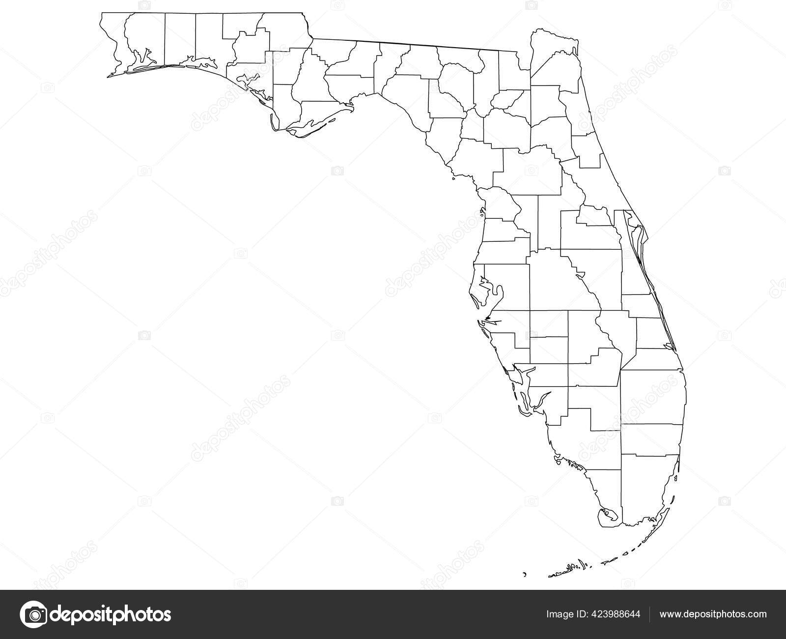 White Outline Counties Map State Florida Stock Vector By momcilo 