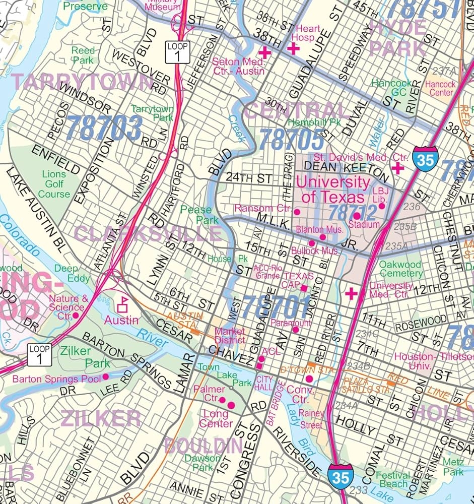 Printable Map Of Austin Texas