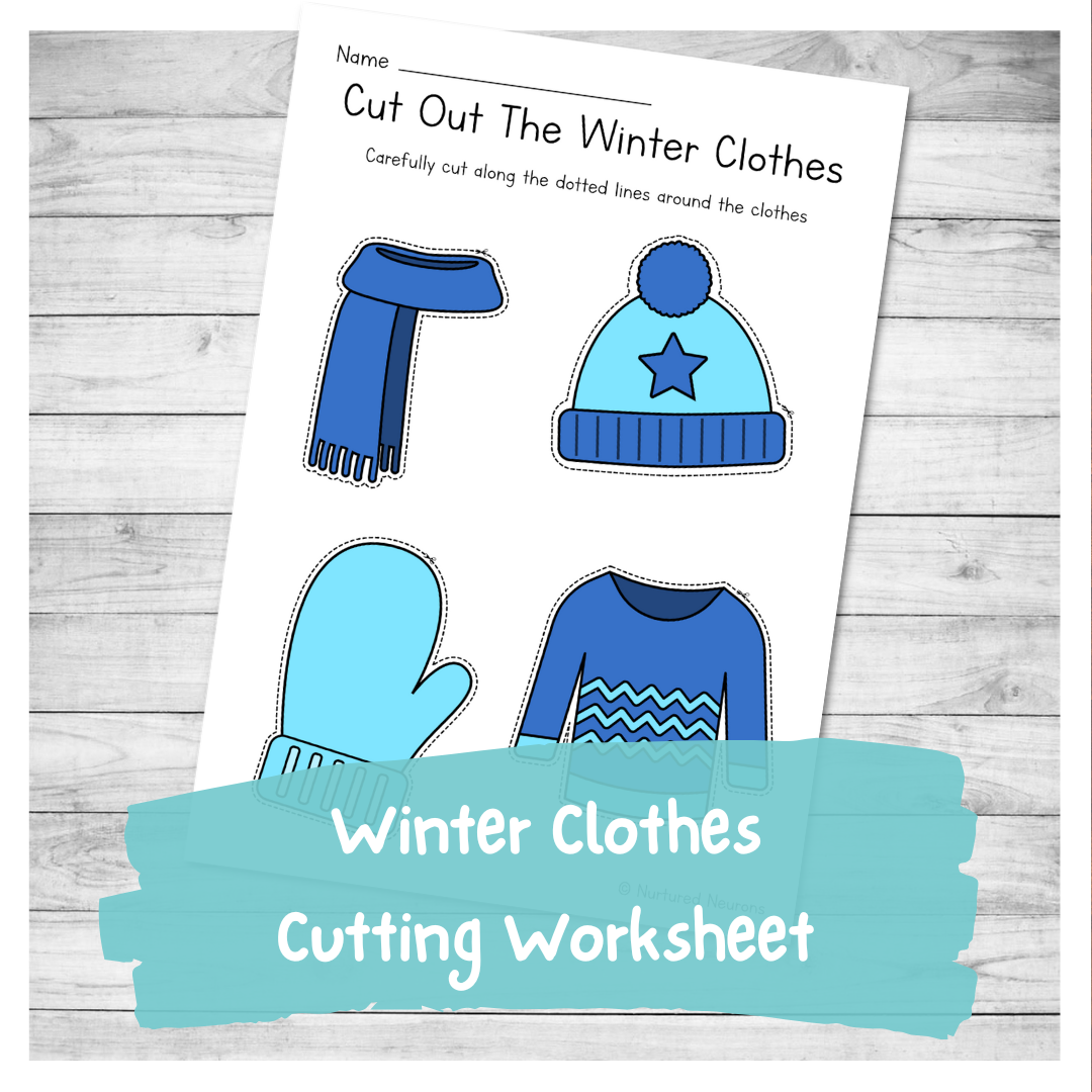 Winter Clothes Cutting Practice Worksheet Printable PDF Nurtured Neurons