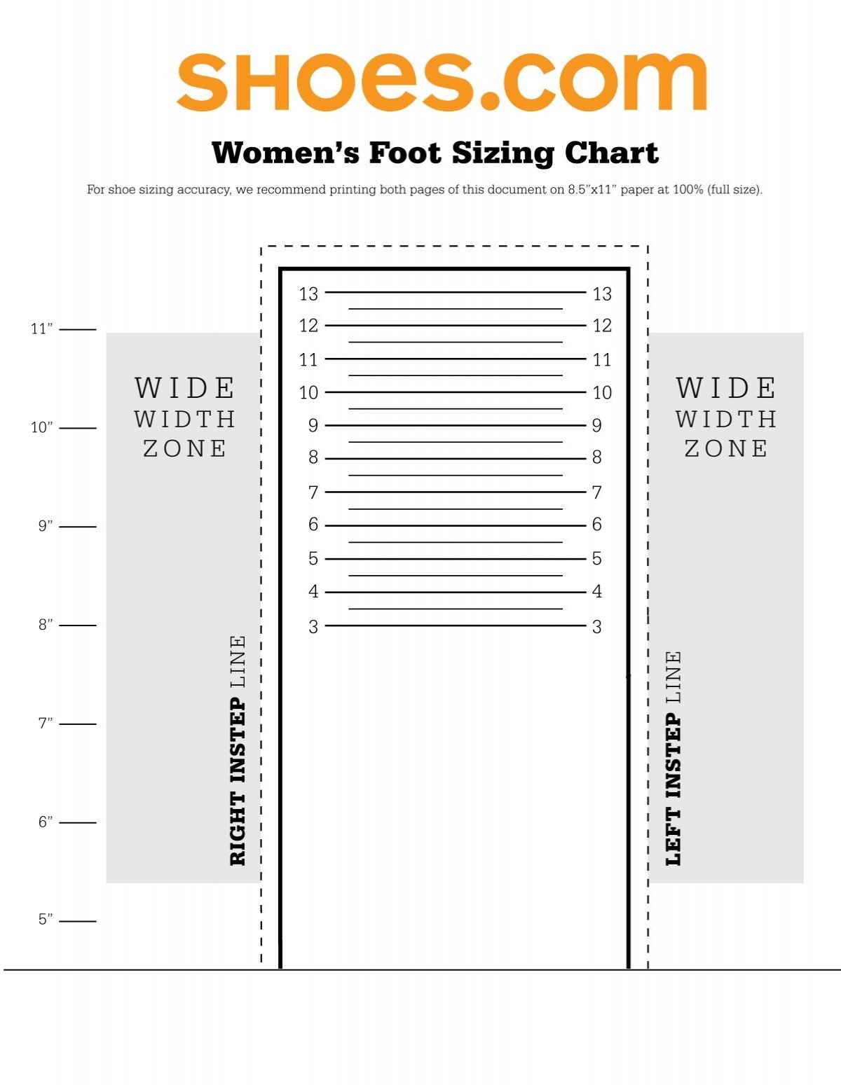 Women s Foot Sizing Chart Women s Foot Sizing Chart