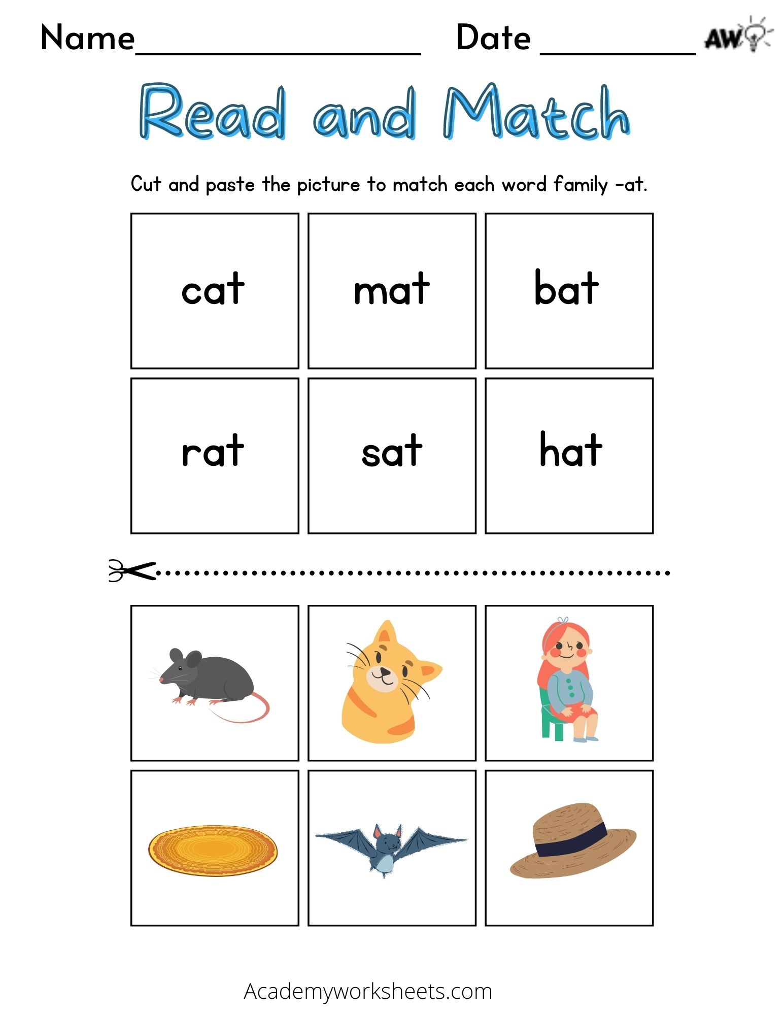 Word Family Worksheets At And An Academy Worksheets Word Family Worksheets At And An Academy Worksheets